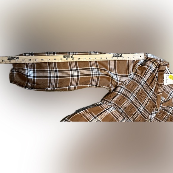 Westbound Brown Tartan Plaid Button Front Top size XL - Picture 9 of 12